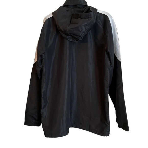 adidas Black and White 3 Stripes Windbreaker Track Jacket with Hidden Hood. S - Picture 3 of 11